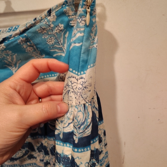 Chaps Women's Blue Multi Print Tiered Midi Skirt Sz 12-Boho Western Hippie Gypsy - Picture 4 of 6